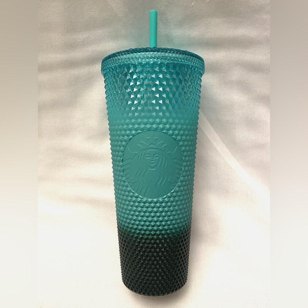 Starbucks Christmas 2022 TEAL MINT GRADIENT Studded Tumbler Cold Cup Venti 24 oz